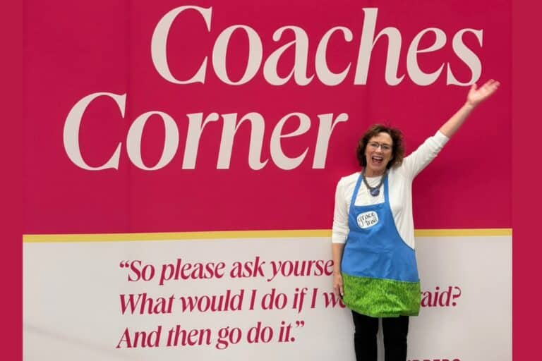 Anne Jolles connecting with attendees at the Massachusetts Conference for Women Coaches Corner